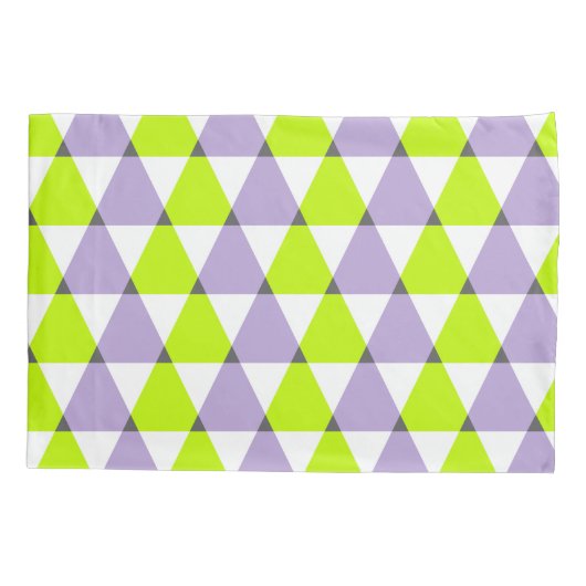Modern Geometric Purple Green Triangles Pattern 枕カバー (裏面)