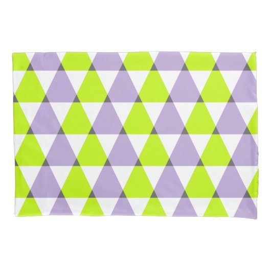 Modern Geometric Purple Green Triangles Pattern 枕カバー (正面)