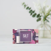 Modern Geometric Purple Pink Glitter Circle Square 名刺 (スタンド正面)