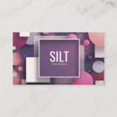 Modern Geometric Purple Pink Glitter Circle Square 名刺 (正面)