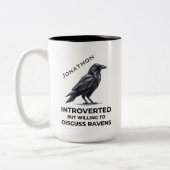 Modern Geometric Raven Gift Introvert Humor Art ツートーンマグカップ (左)
