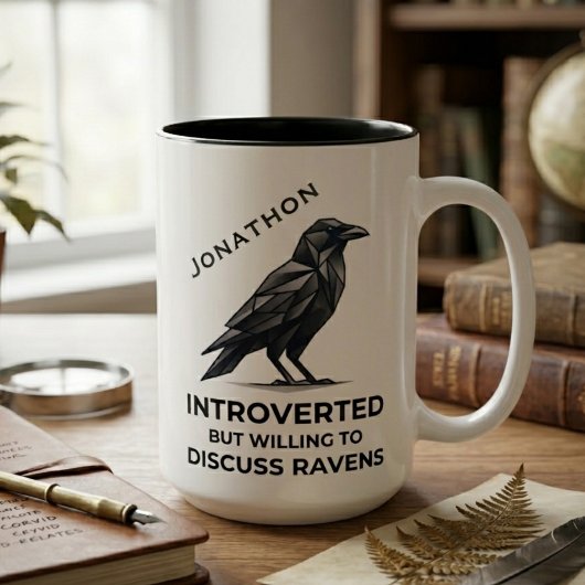Modern Geometric Raven Gift Introvert Humor Art ツートーンマグカップ