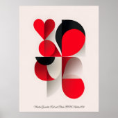 Modern Geometric Red and Black LOVE Abstract Art  ポスター (正面)