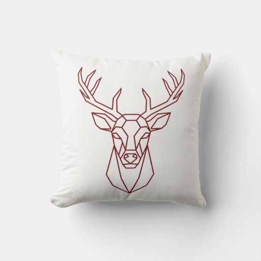 Modern Geometric Red Deer Stag Line Art クッション (正面)