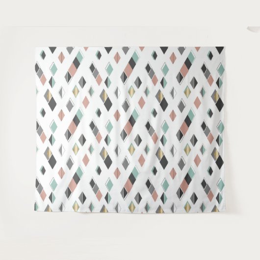 Modern Geometric Rug with Diamond Pattern タペストリー (正面(横))