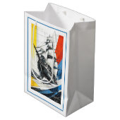 Modern Geometric Sailing Ship ミディアムペーパーバッグ (正面アングル)