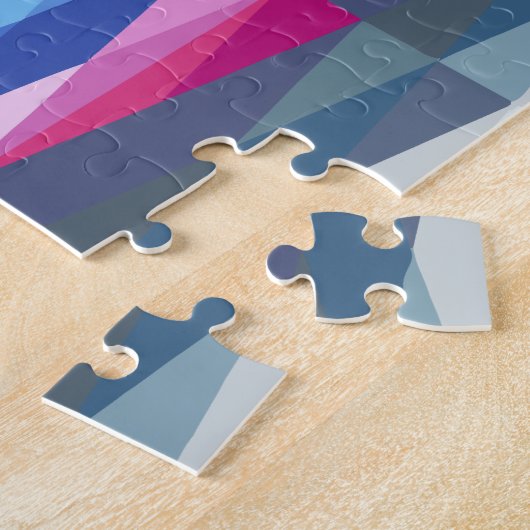 Modern Geometric Shapes Rainbow Pattern ジグソーパズル (側面)