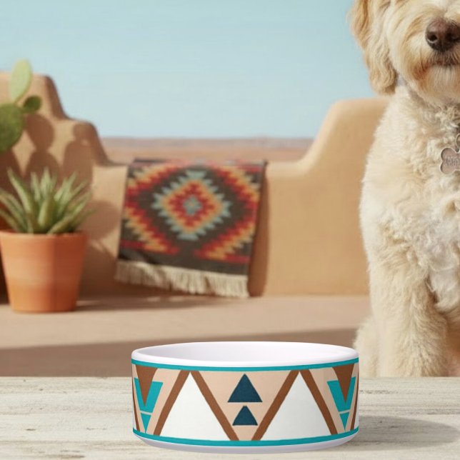 Modern Geometric Southwest Style Ceramic Pet Bowl ボウル (クリエイターアップロード済み)