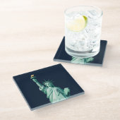 Modern Geometric Statue of Liberty Coaster ガラスコースター (アングル)