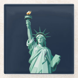 Modern Geometric Statue of Liberty Coaster ガラスコースター