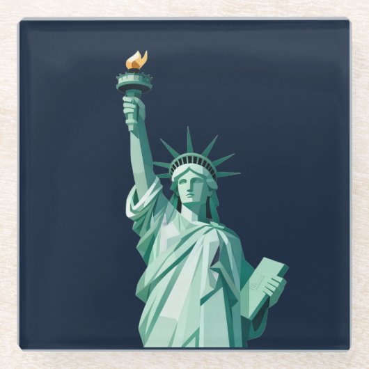 Modern Geometric Statue of Liberty Coaster ガラスコースター (正面)