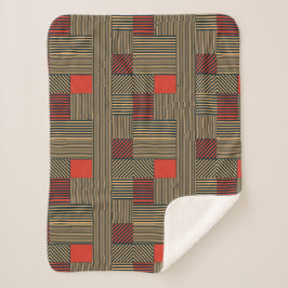 Modern Geometric Stripe Pattern in Red and Tan シェルパブランケット