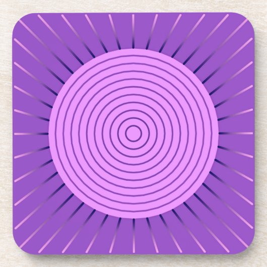 Modern Geometric Sunburst - Amethyst Purple コースター (正面)