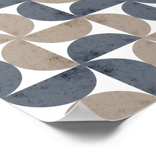 Modern Geometric Textured Half-Moon Mid Century ポスター (角)