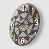 Modern Geometric Tribal Aztec Pattern Beige Grey N ラージ壁時計 (傾斜)