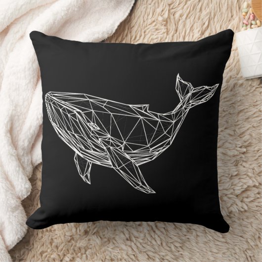 Modern Geometric Whale Throw Pillow クッション (ブランケット)