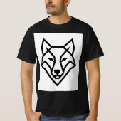 Modern Geometric Wolf Head Minimalist Line Art T-S Tシャツ (正面)