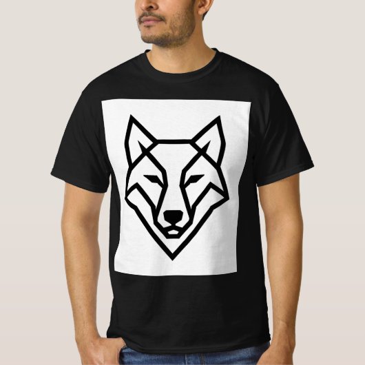 Modern Geometric Wolf Head Minimalist Line Art T-S Tシャツ (正面)