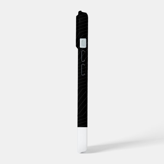 Modern Geometric Zig Zag Pattern Black & White iPhone 15ケース (左側面)