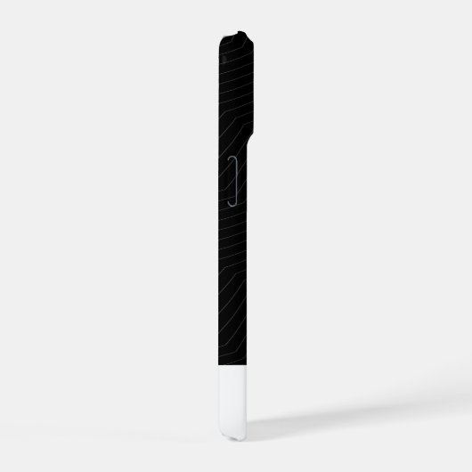 Modern Geometric Zig Zag Pattern Black & White iPhone 15ケース (右側面)