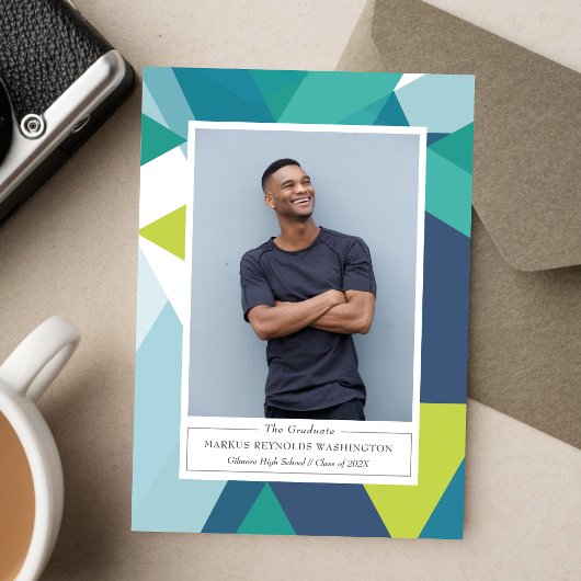 Modern Geometry 2 Photo Graduation Invitation 招待状