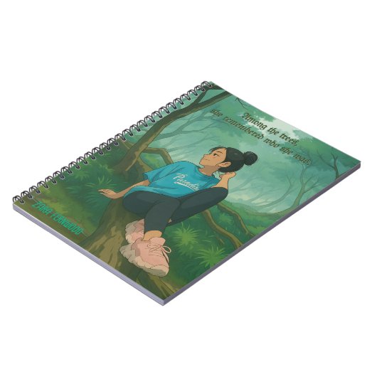 Modern Ghibli Style Customizable Quote and Name ノートブック (左側)