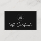Modern Gift Certificate | Logo Business Name コーリングカード (正面)