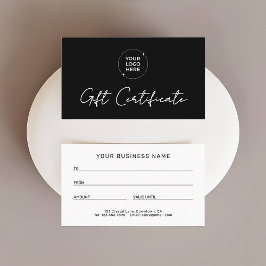 Modern Gift Certificate | Logo Business Name コーリングカード