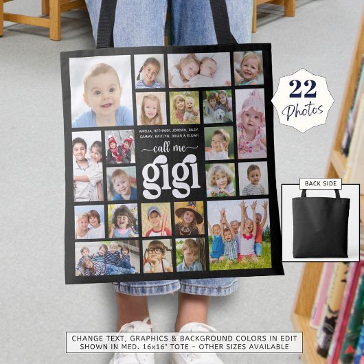 Modern GIGI 22 Photo Collage Names トートバッグ