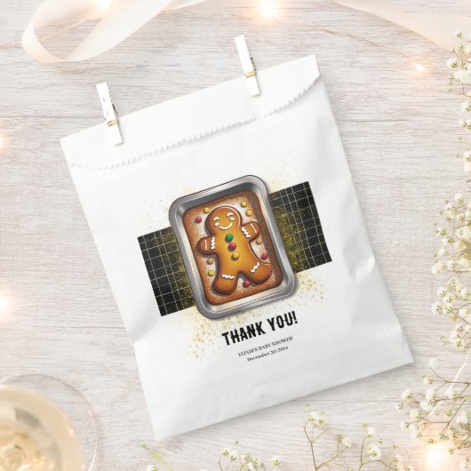 Modern Gingerbread in Pan Baby Shower フェイバーバッグ (クリップ留めされた状態)