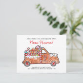 Modern Gingerbread Truck A Sweet News Moving シーズンポストカード (スタンド正面)