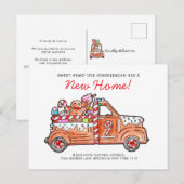 Modern Gingerbread Truck A Sweet News Moving シーズンポストカード (正面/裏面)