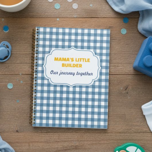 Modern Gingham Blue Mama's Little Builder Personal プランナー手帳
