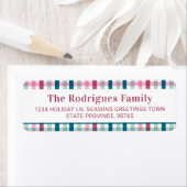 Modern Gingham Holiday Card Return Address  ラベル (インサイチュ)