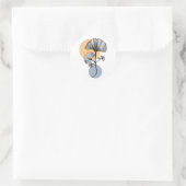 Modern Ginkgo Leaf Botanical Round Sticker ラウンドシール (バッグ)