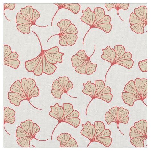 Modern Ginkgo Leaf Pattern ファブリック (クローズアップ)