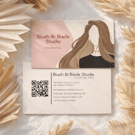 Modern Girl Hair Illustration Hairstylist Salon 名刺