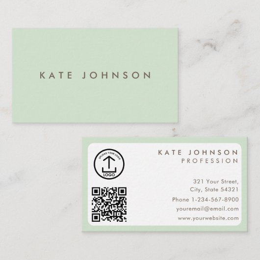 Modern Girly Day Spa Beauty Salon Light Green 名刺 (正面/裏面)