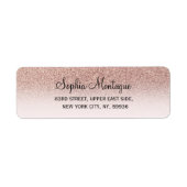 Modern girly faux rose gold glitter ombre label ラベル (正面)