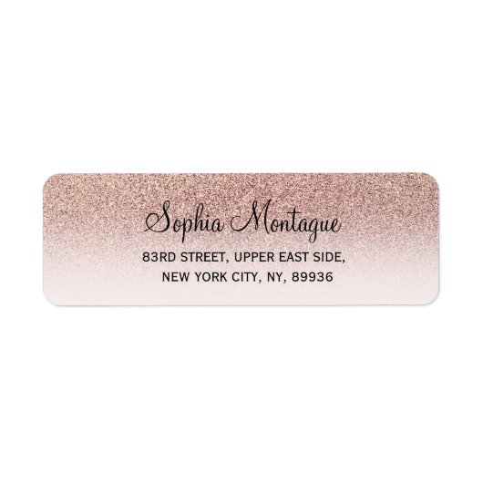 Modern girly faux rose gold glitter ombre label ラベル (正面)