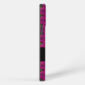 Modern Girly Hot Pink Roses Custom Name Monogram  iPhoneケース (右側面)