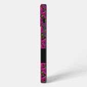 Modern Girly Hot Pink Roses Custom Name Monogram  iPhoneケース (左側面)