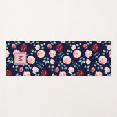 Modern Girly Stylish Monogrammed Floral Pattern ヨガマット (正面(横))