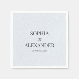 Modern Glacial Blue & Warped Grid スタンダードカクテルナプキン