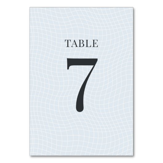 Modern Glacial Blue & Warped Grid テーブルナンバー (正面)