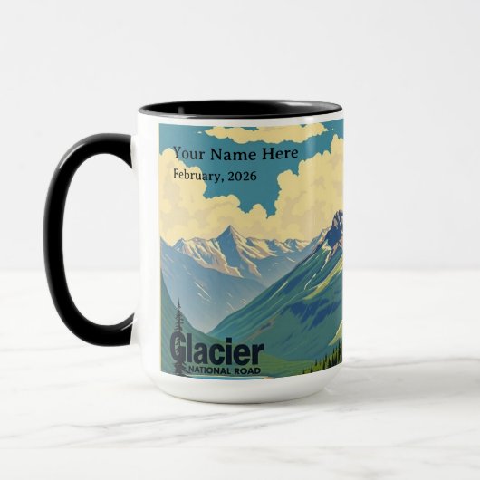 Modern Glacier National Park Retro Heritage マグカップ (左)