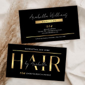 Modern Glam Black & Gold Chic Hair Stylist Salon 名刺