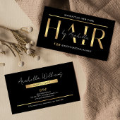 Modern Glam Black & Gold Chic Hair Stylist Salon 名刺