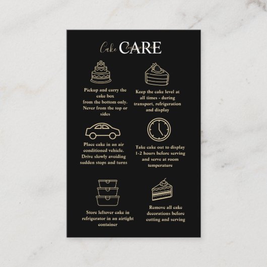 Modern Glam Black Gold Crown Cake Care  名刺 (正面)