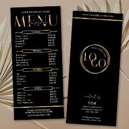 Modern Glam Black Gold Spa Beauty Salon Price List ラックカード